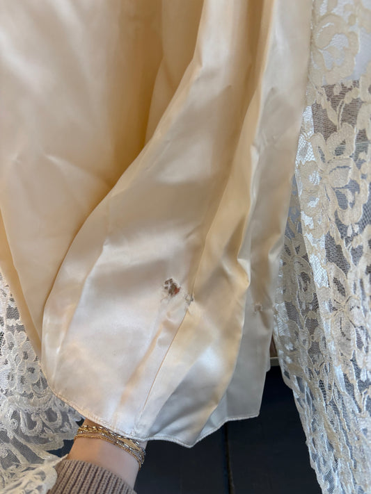 Coty: 1980s Lace Asymmetrical Waist Tea-Length Dress