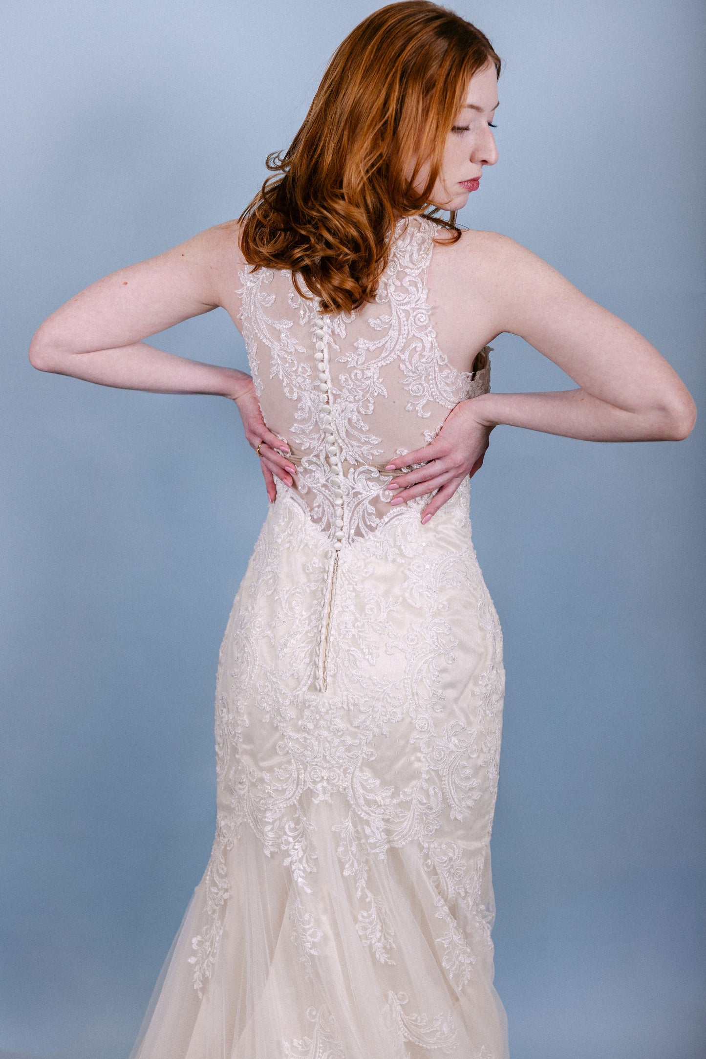 Janelle: Newer style, 2015s, mermaid, high neck, beaded and lace