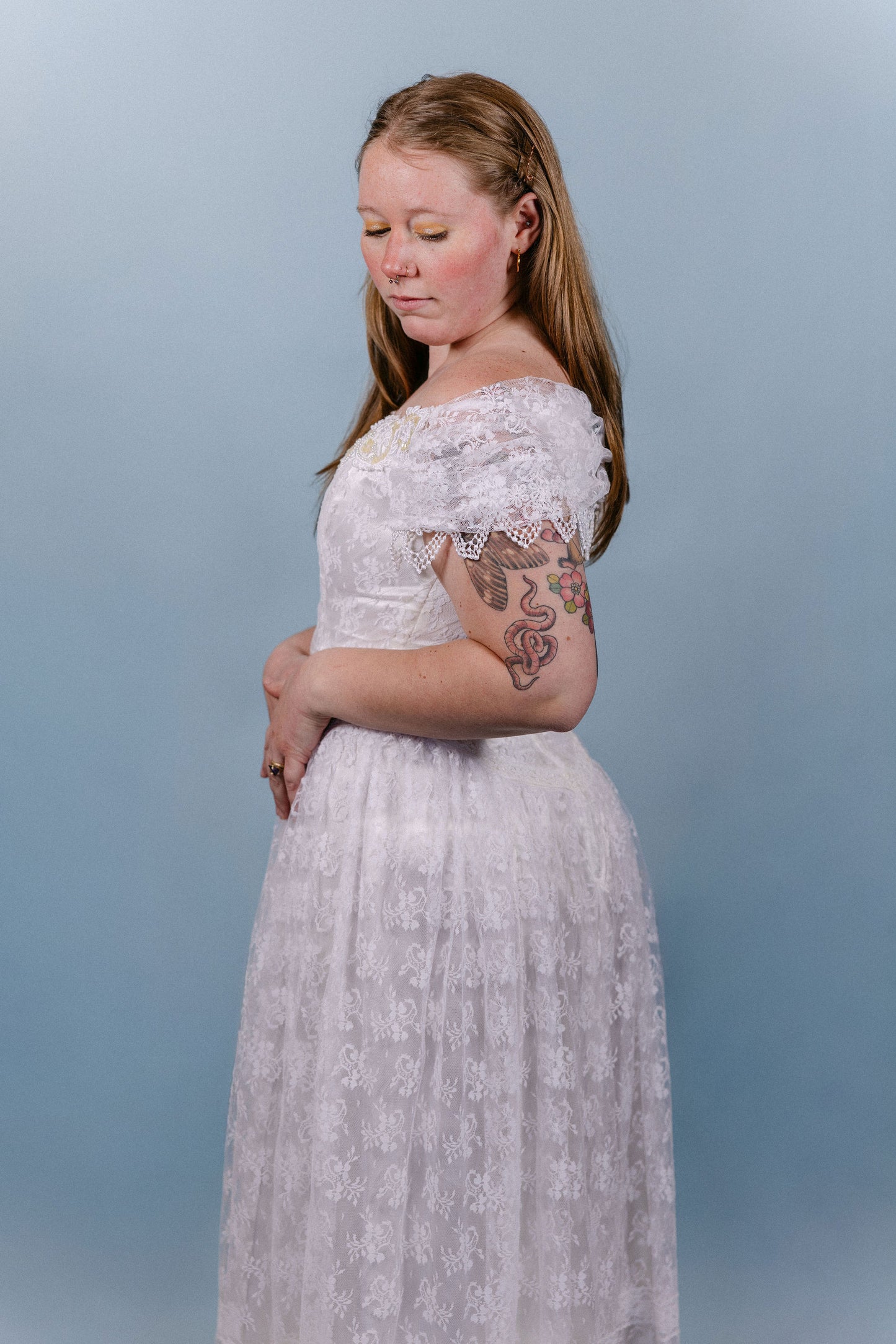 Grace: 1990s Scott McClintock Tea Length Lace Dress