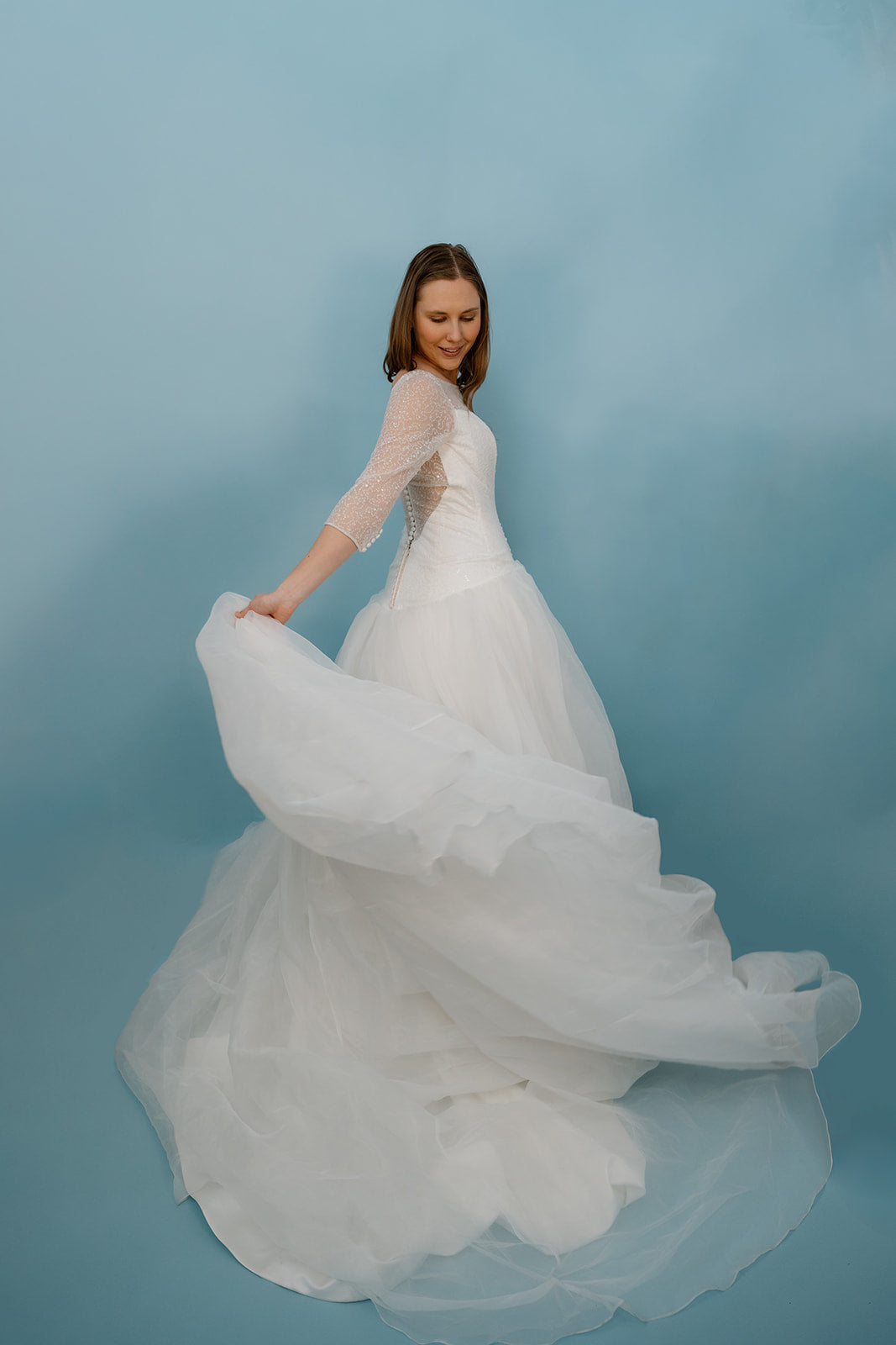 Emery: Drop-Waist Ballgown with Oversized Chiffon Skirt