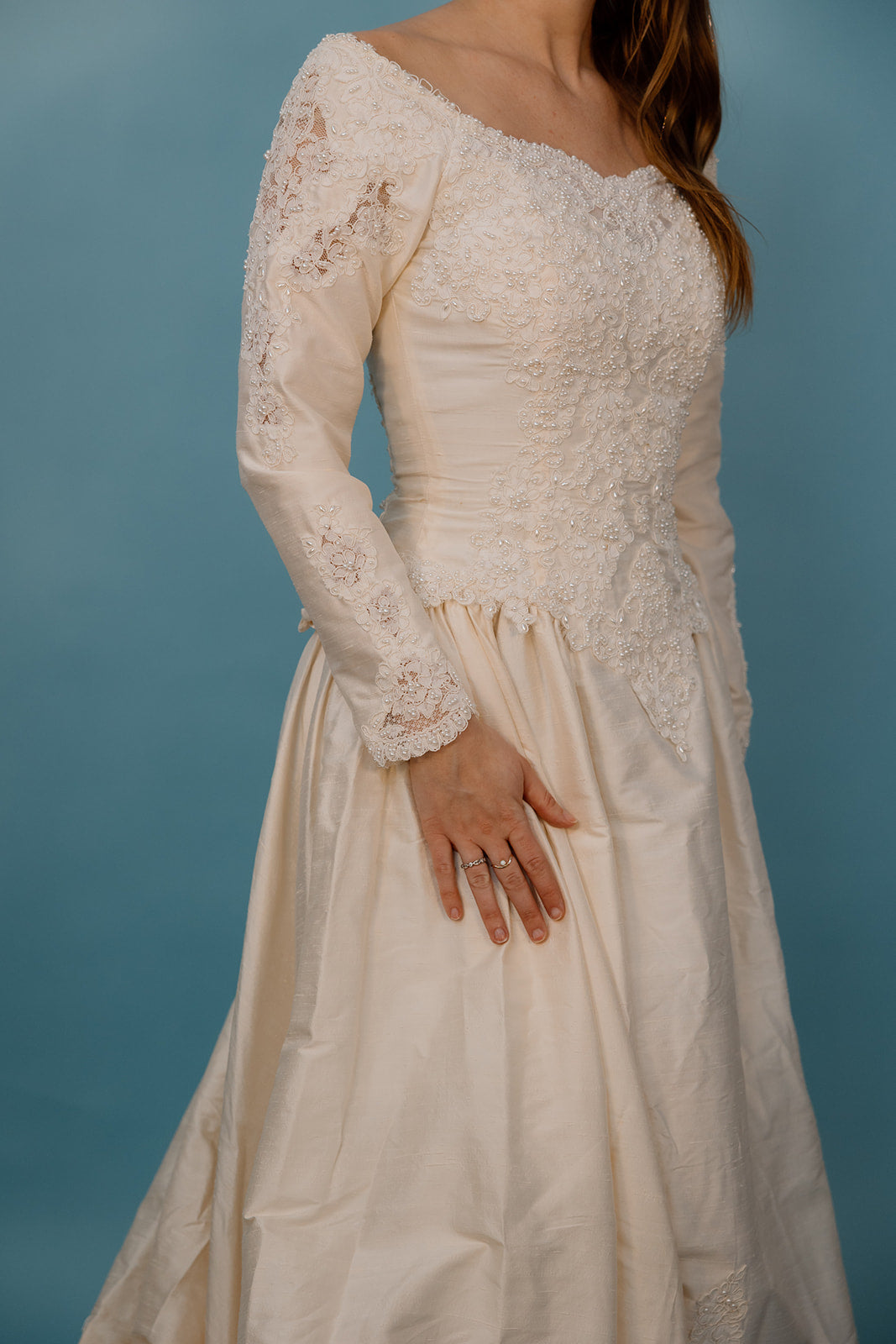 Aria: Silk Ballgown with Pearl & Floral Details