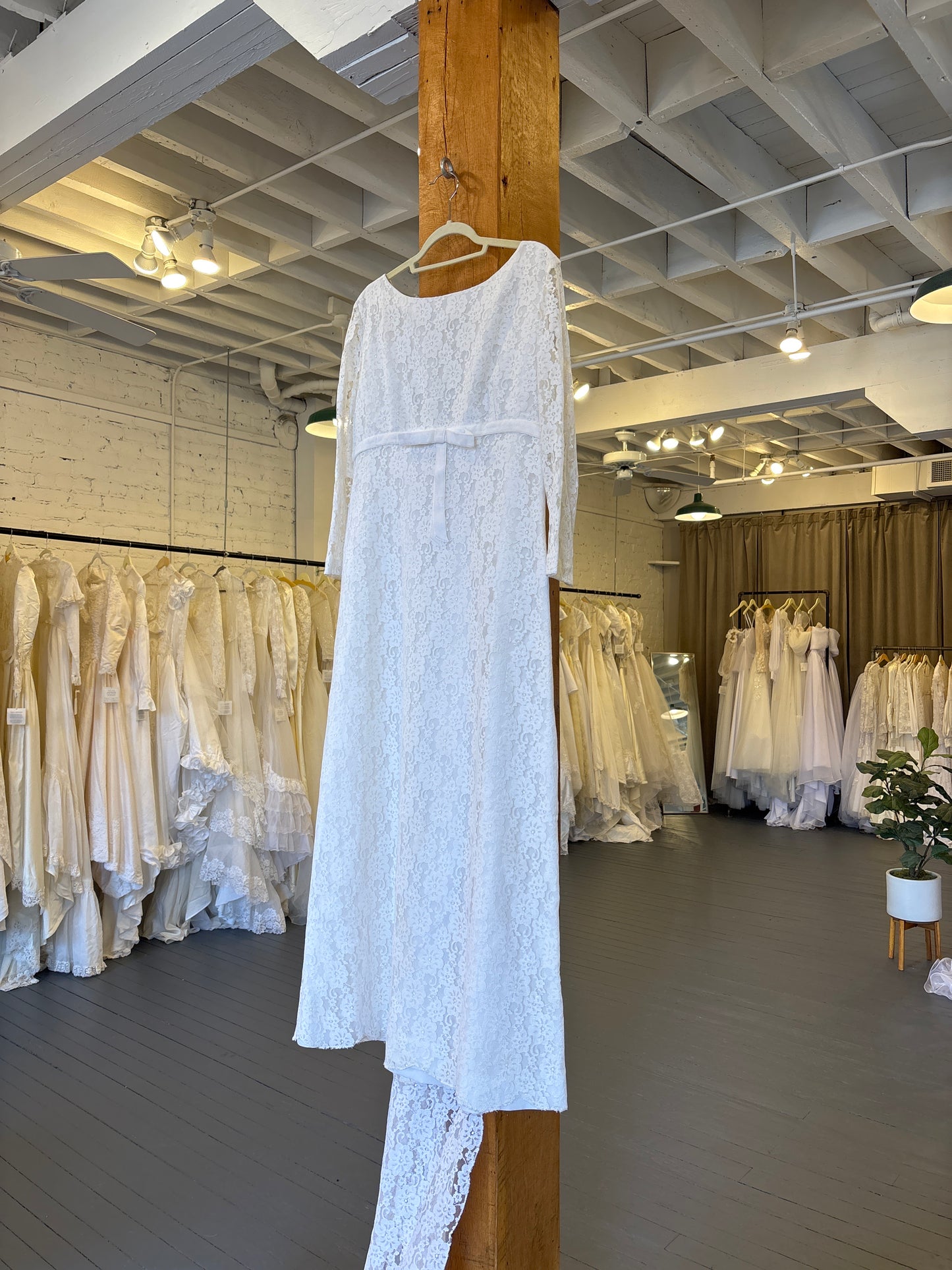 Angie: 1960s All Lace Sheath Gown with Shoulder Snap Train