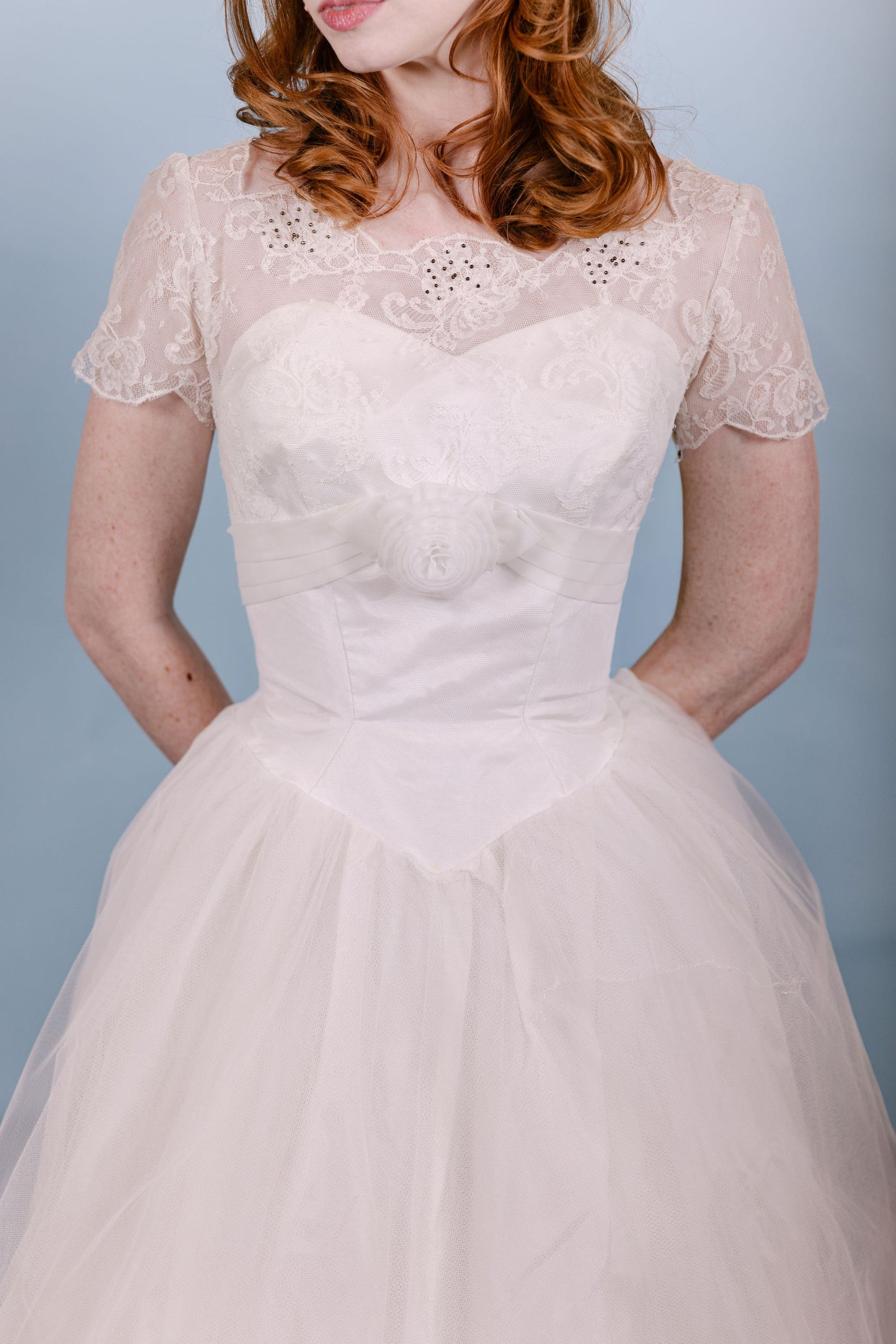 Gloria: 1960s Ballgown with Rosettes and Lace