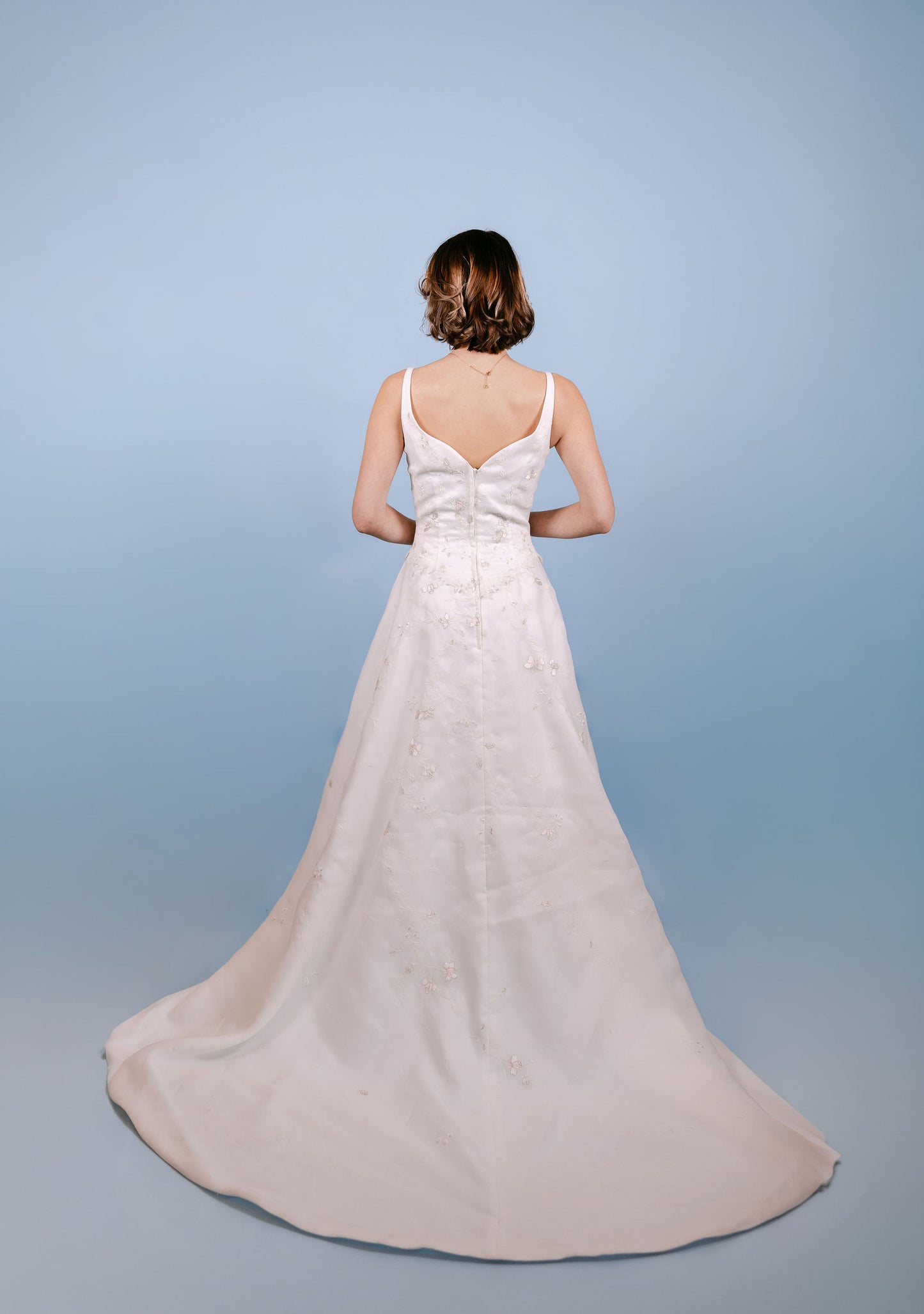 Monique: 2002 A-Line Gown, Cafe & White Florals