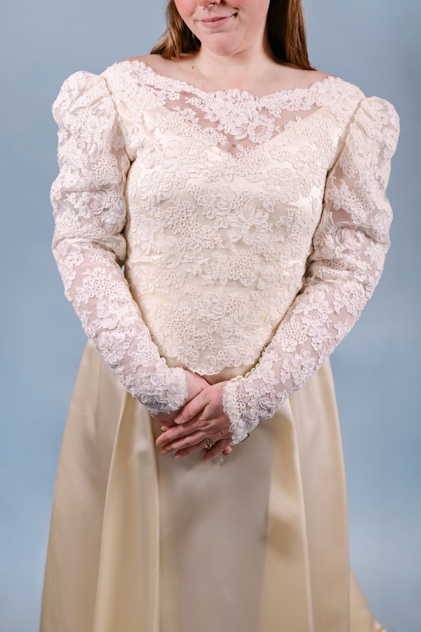 Alice: candlelight, a-line, lace overlay, illusion neckline