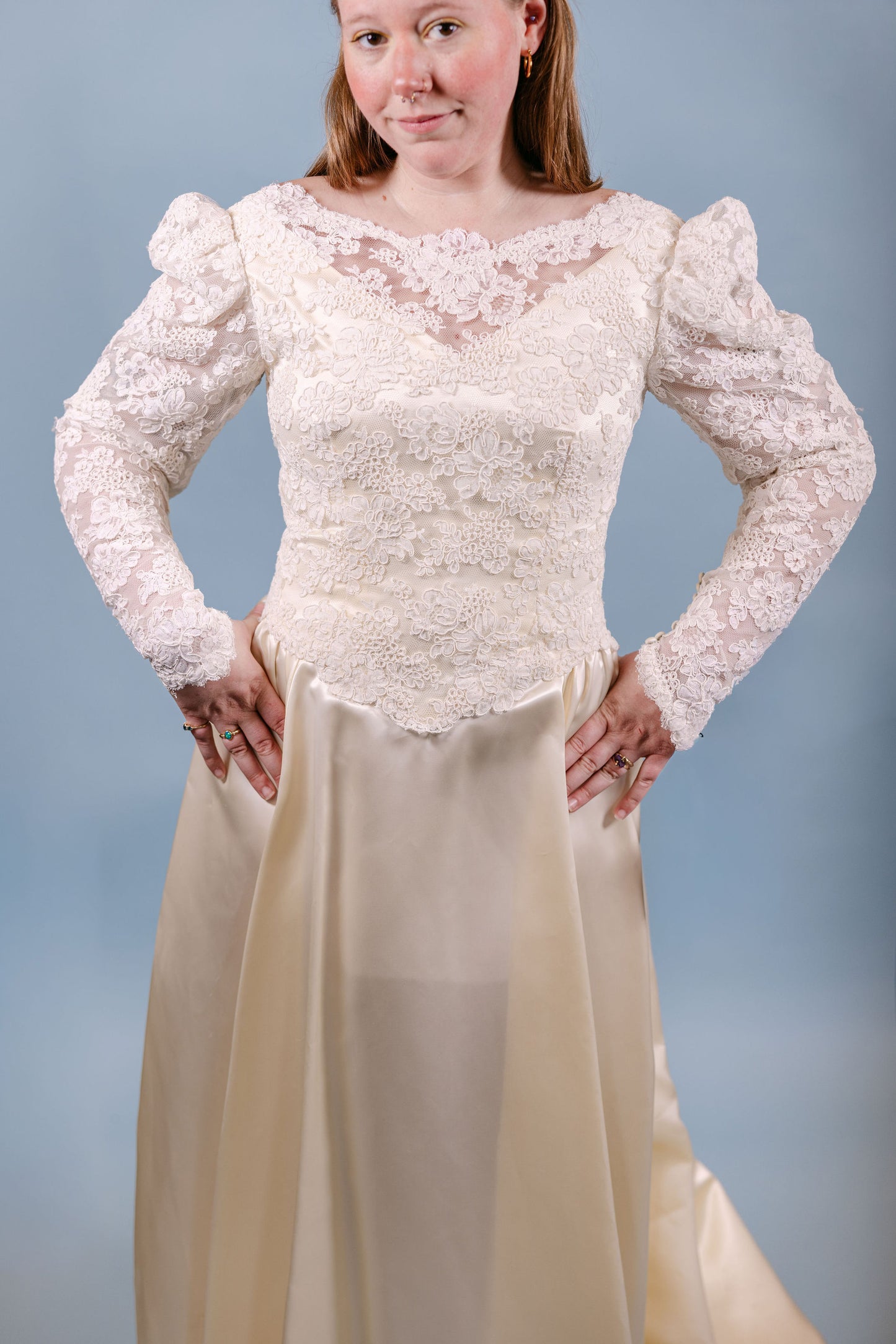Alice: candlelight, a-line, lace overlay, illusion neckline