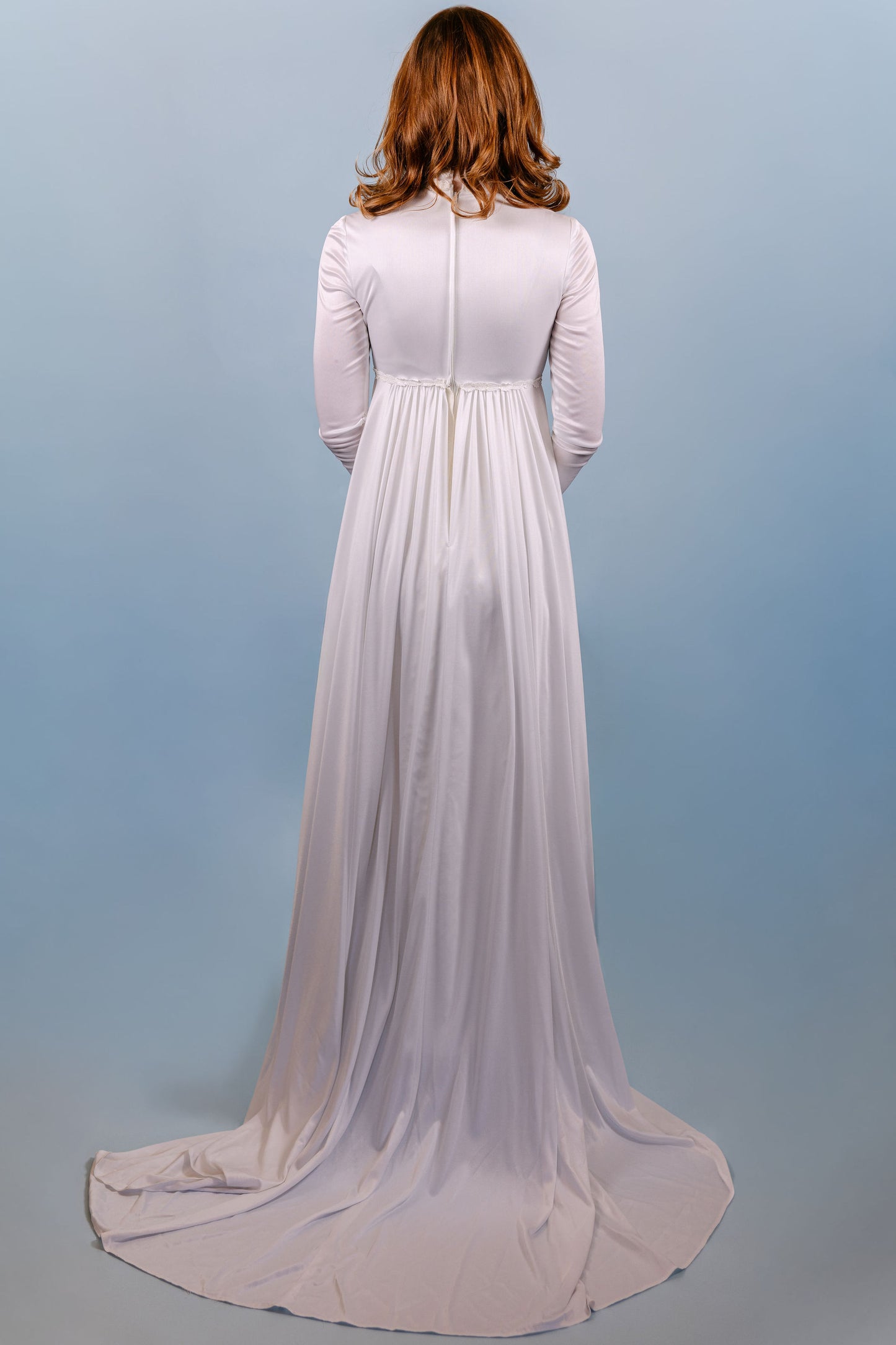 Faye: 1979 LS Gown with Peekaboo Circular Neckline & Florals