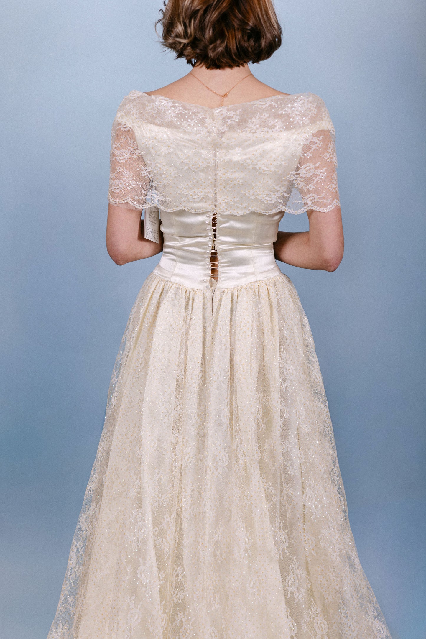 Colleen: 1960s Ivory Ballgown, Lace & Satin