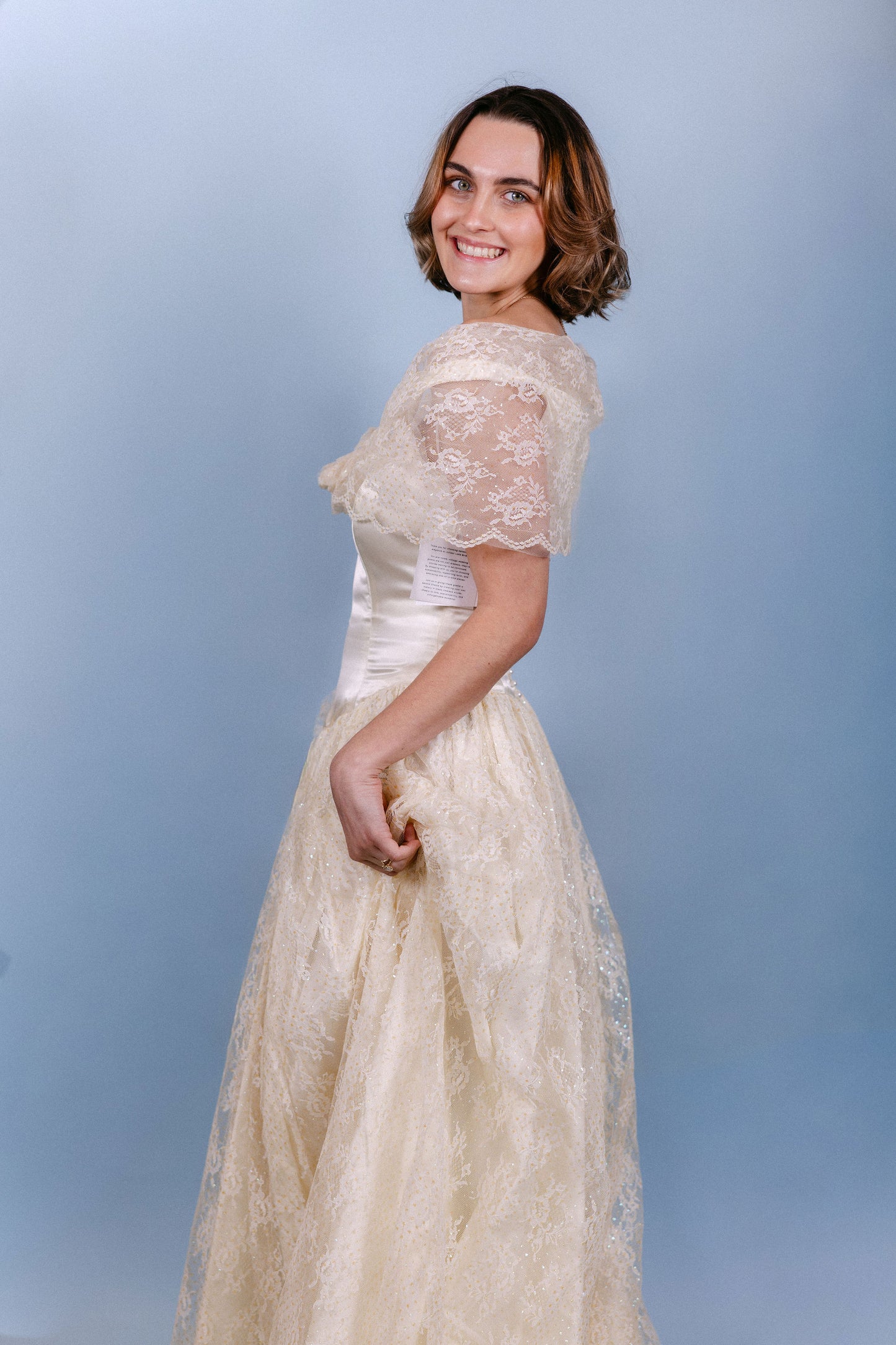Colleen: 1960s Ivory Ballgown, Lace & Satin