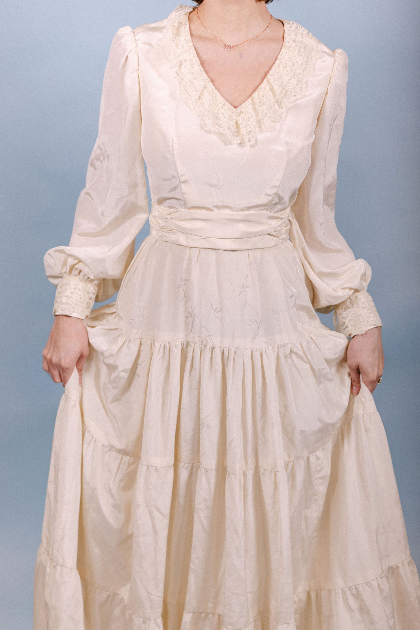 Wendy: 1979 Handmade Tiered Vogue Gown - 100% Silk, 3 pieces