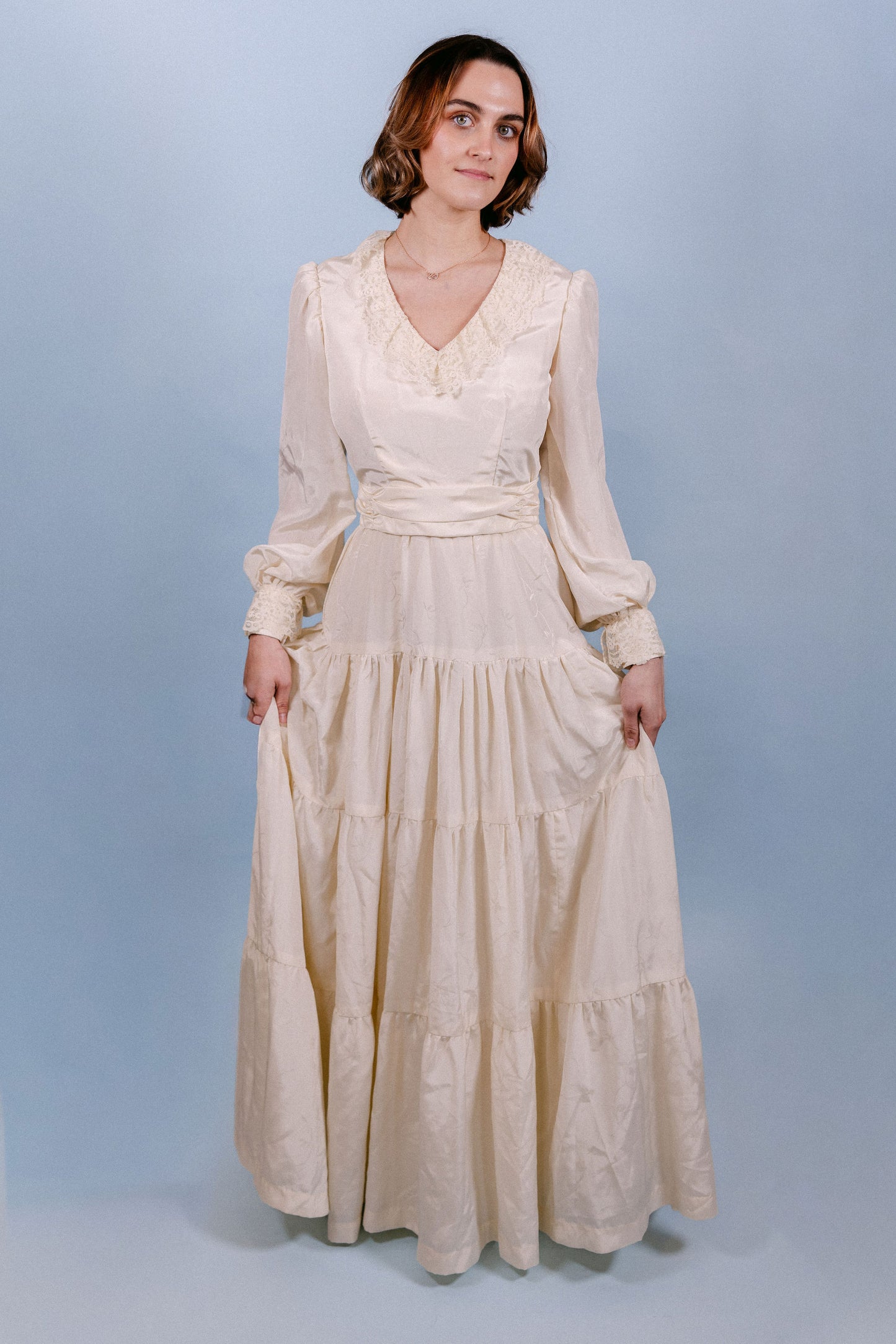 Wendy: 1979 Handmade Tiered Vogue Gown - 100% Silk, 3 pieces