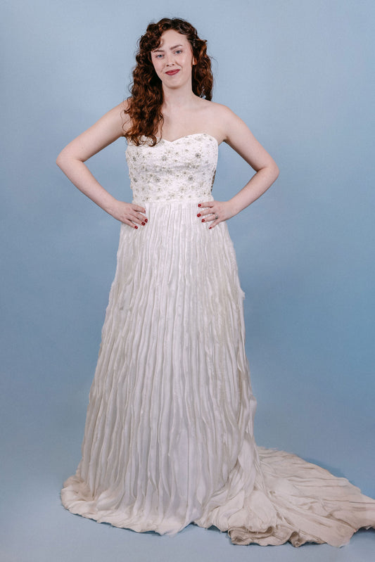 Shea: 2010s Strapless with Vertical Ruffle Skirt (Robert Bullock)