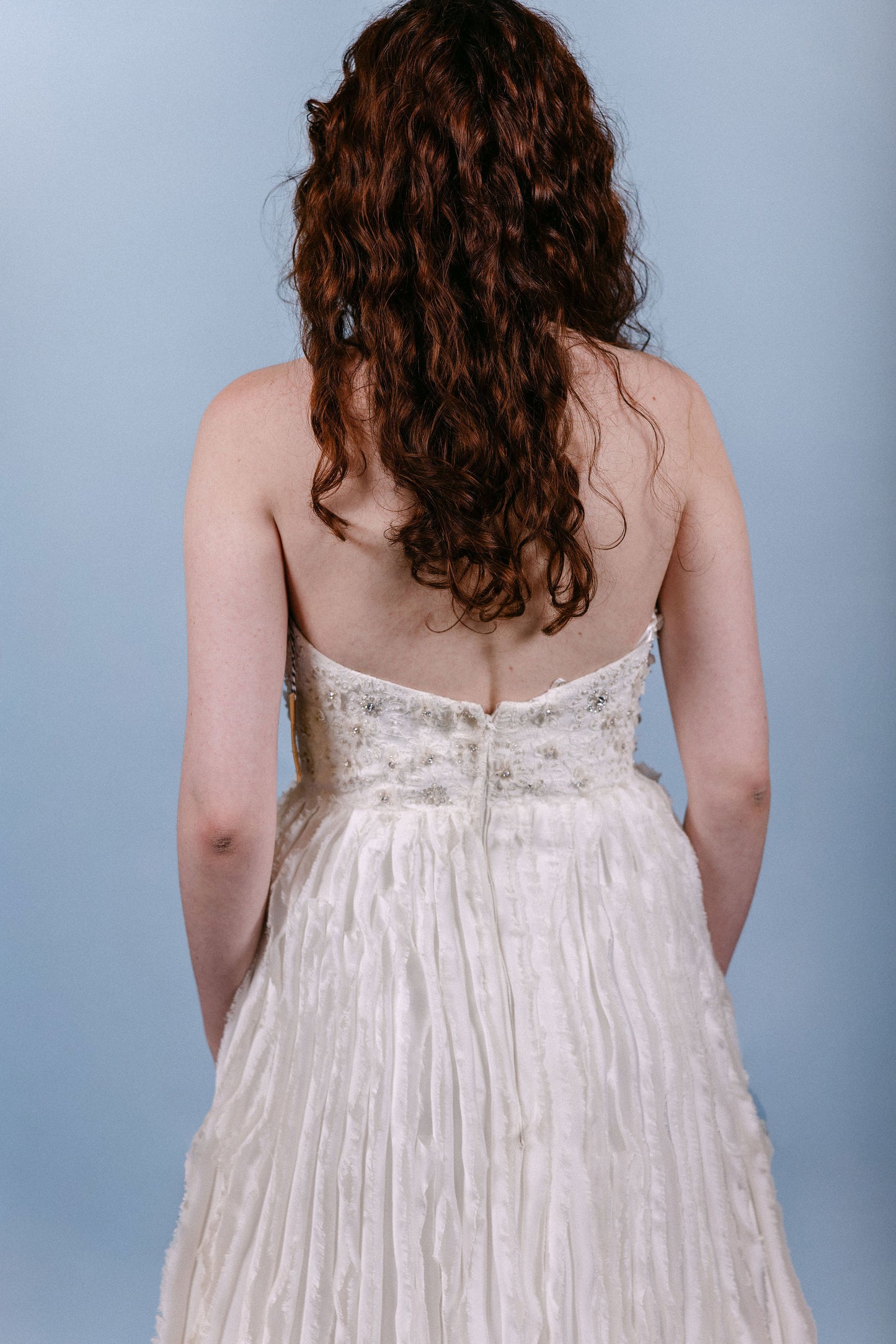 Shea: 2010s Strapless with Vertical Ruffle Skirt (Robert Bullock)