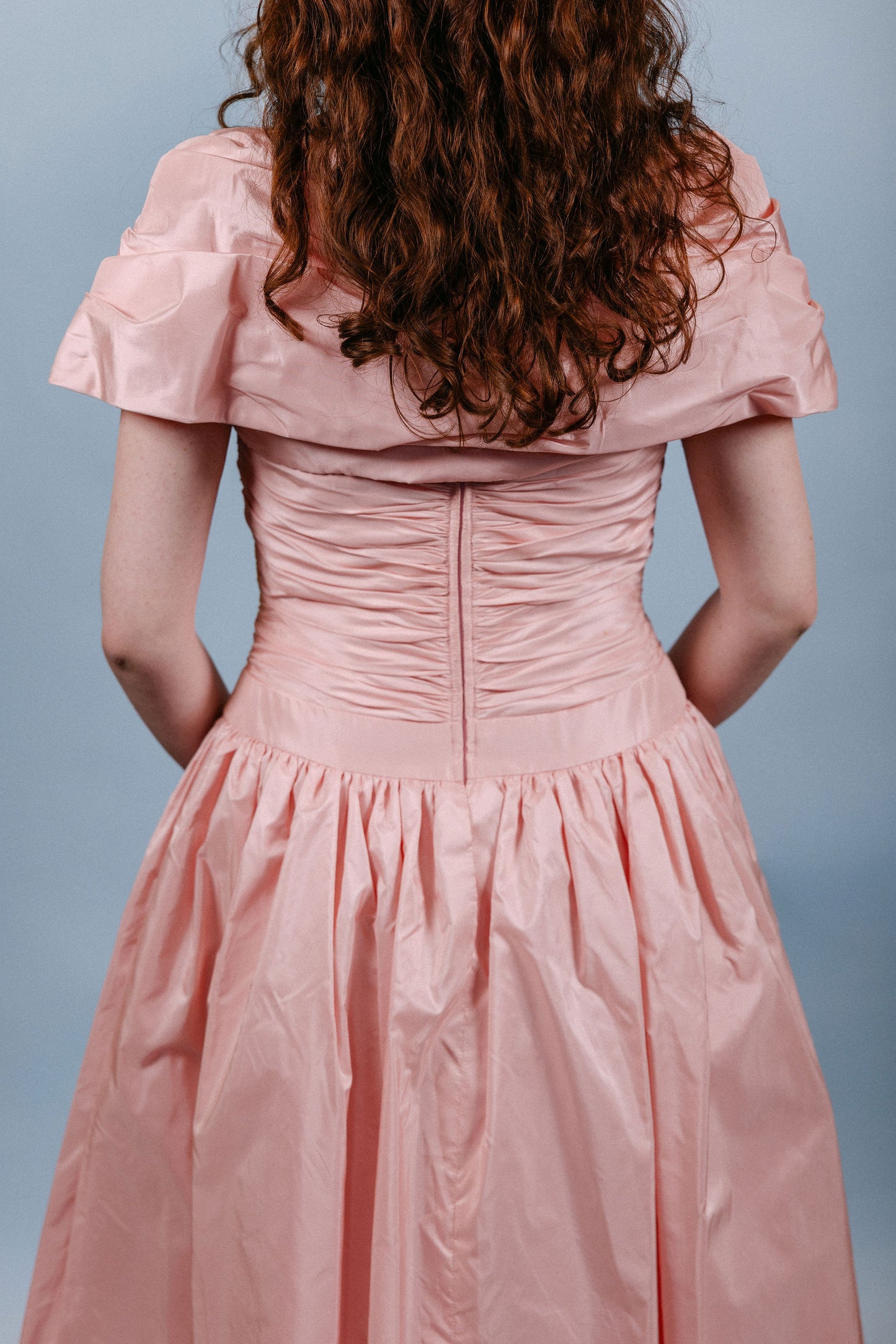 Glinda: 1960s Pink Formal Gown with Rosettes and Removable Bolero