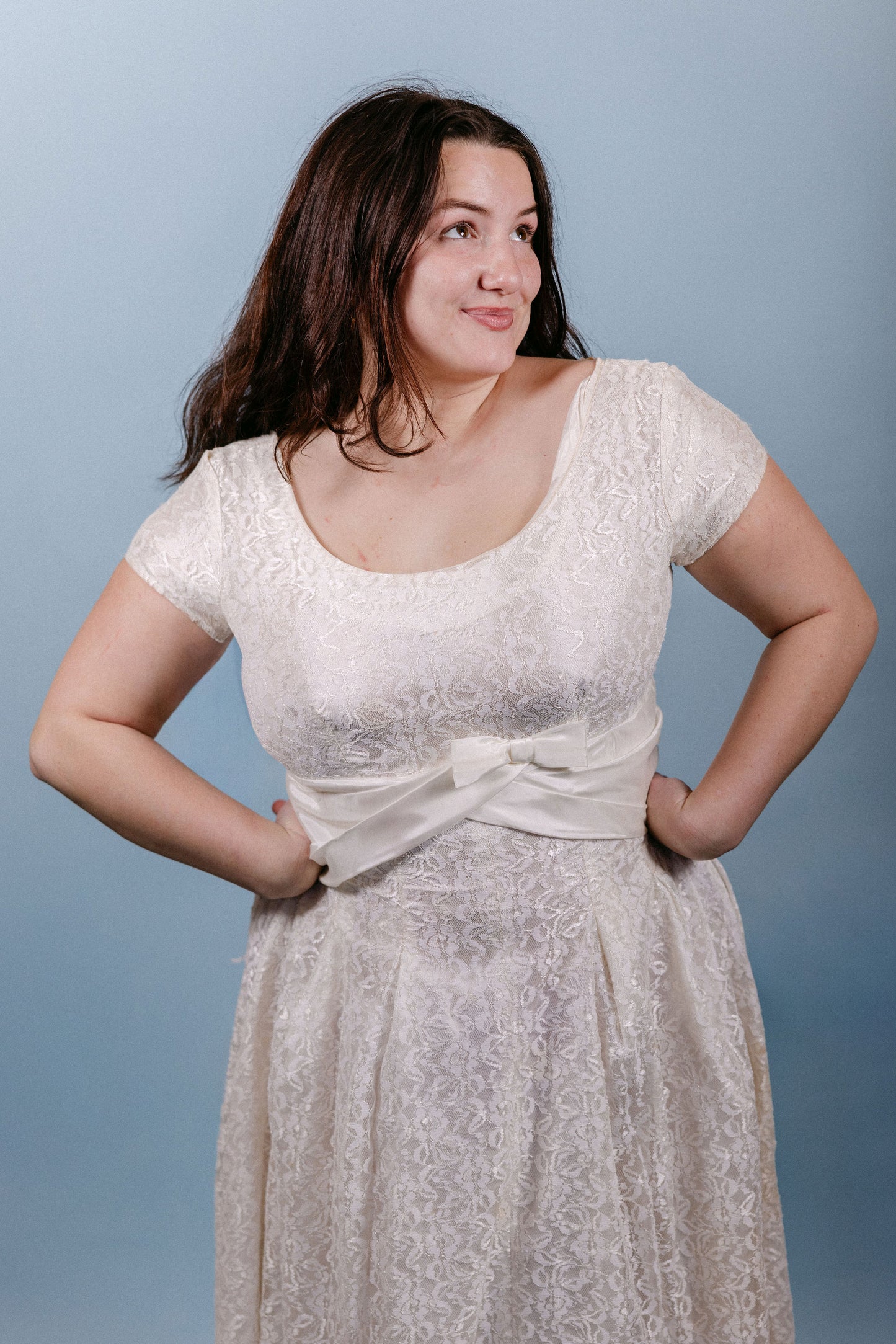 Eden: handmade, 1960s lace with bow back