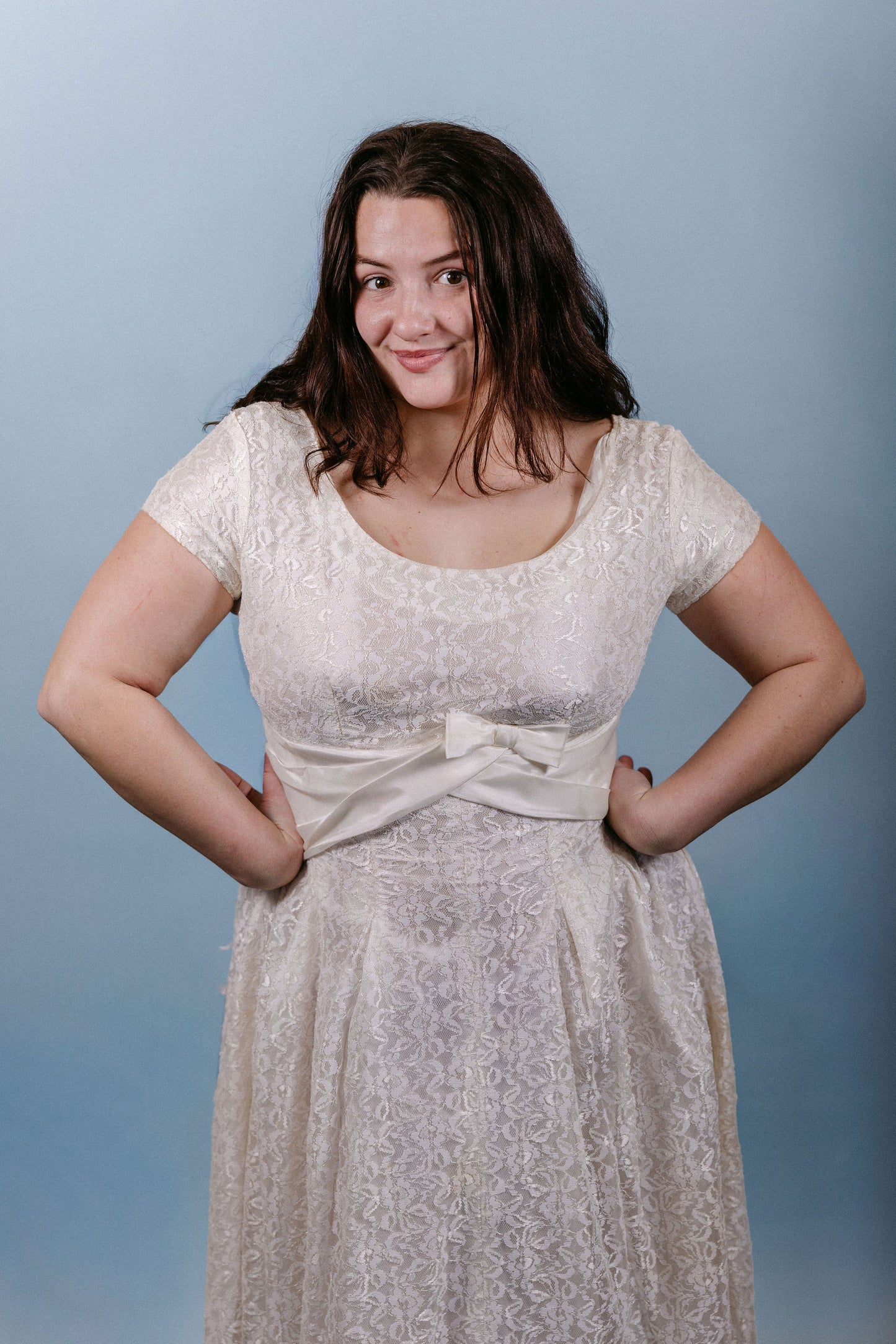 Eden: handmade, 1960s lace with bow back