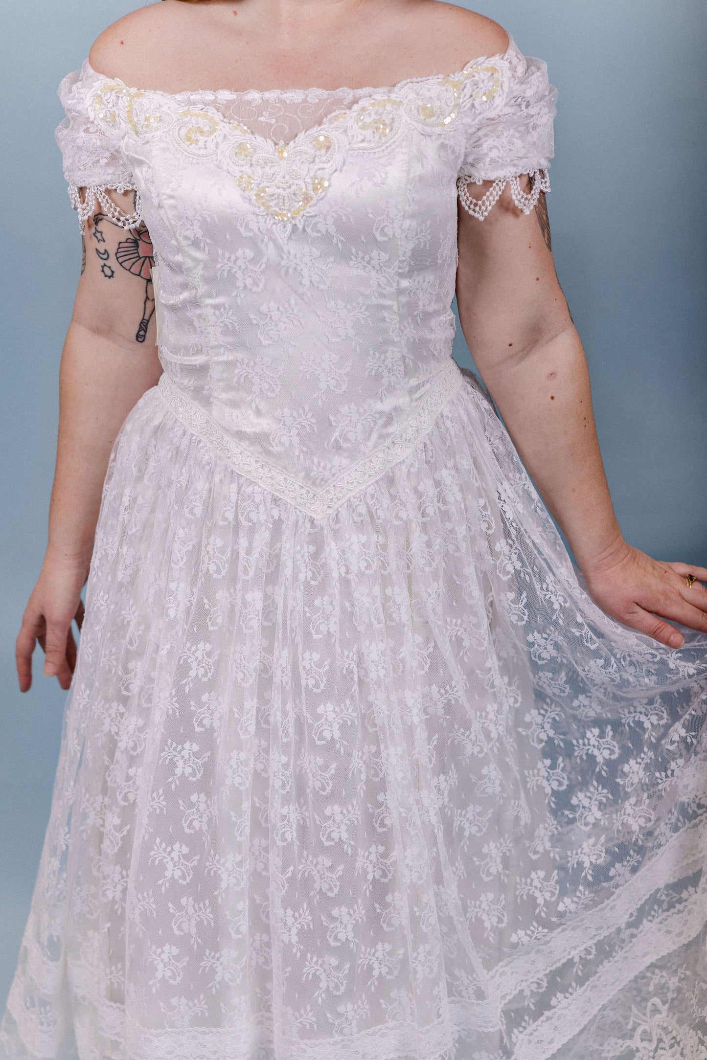 Grace: 1990s Scott McClintock Tea Length Lace Dress