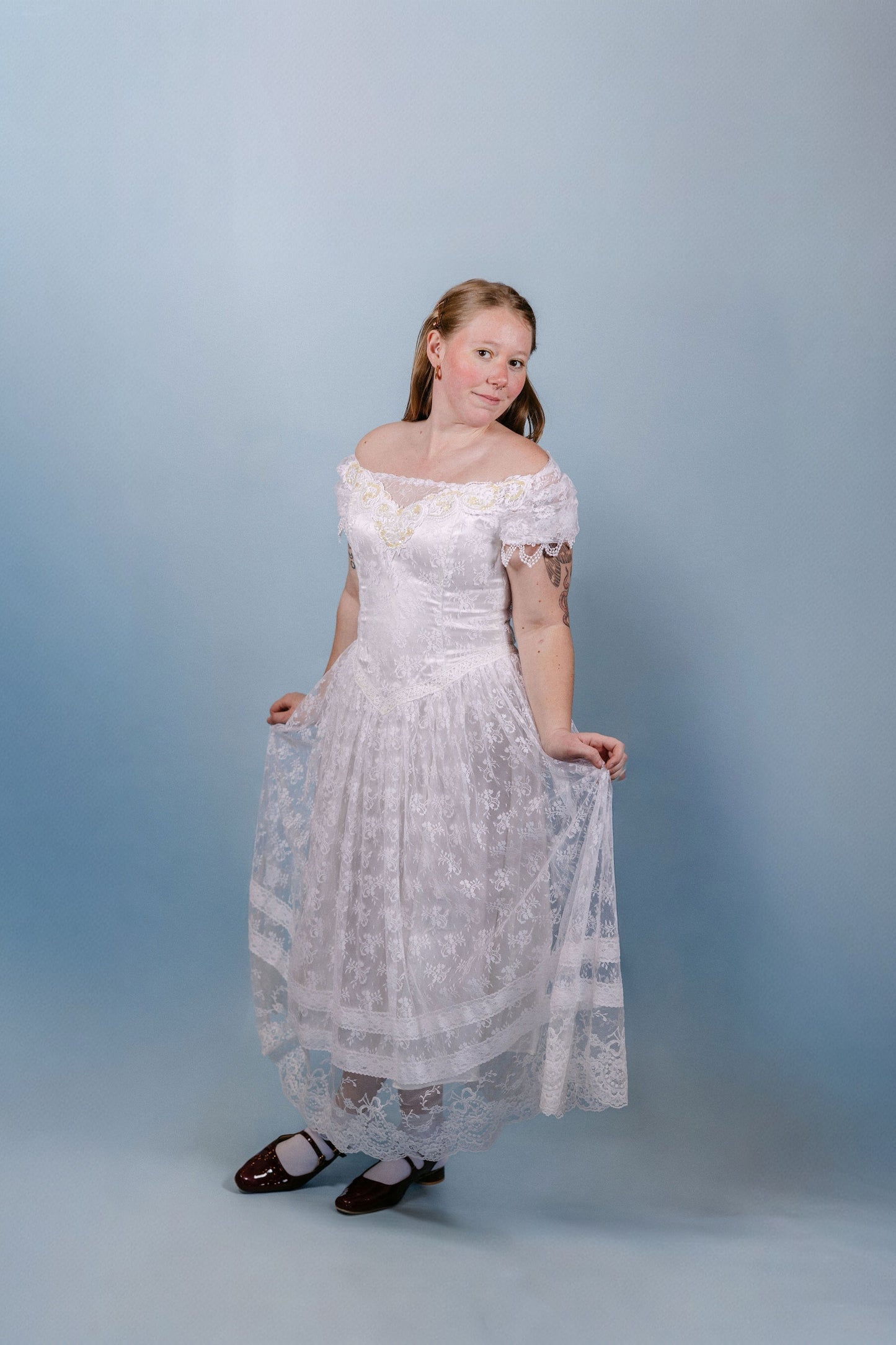 Grace: 1990s Scott McClintock Tea Length Lace Dress