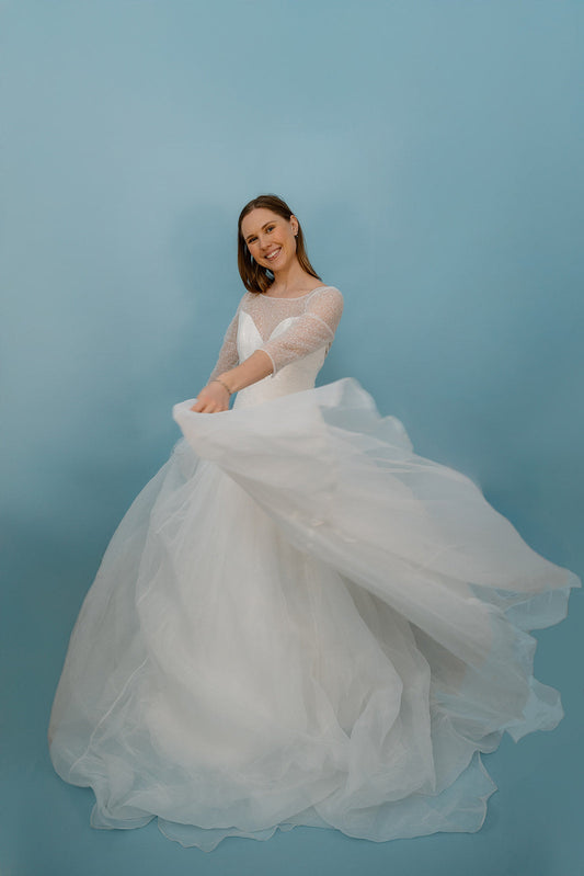 Emery: Drop-Waist Ballgown with Oversized Chiffon Skirt