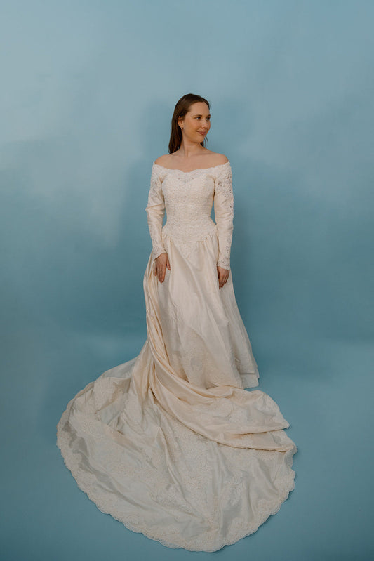 Aria: Silk Ballgown with Pearl & Floral Details