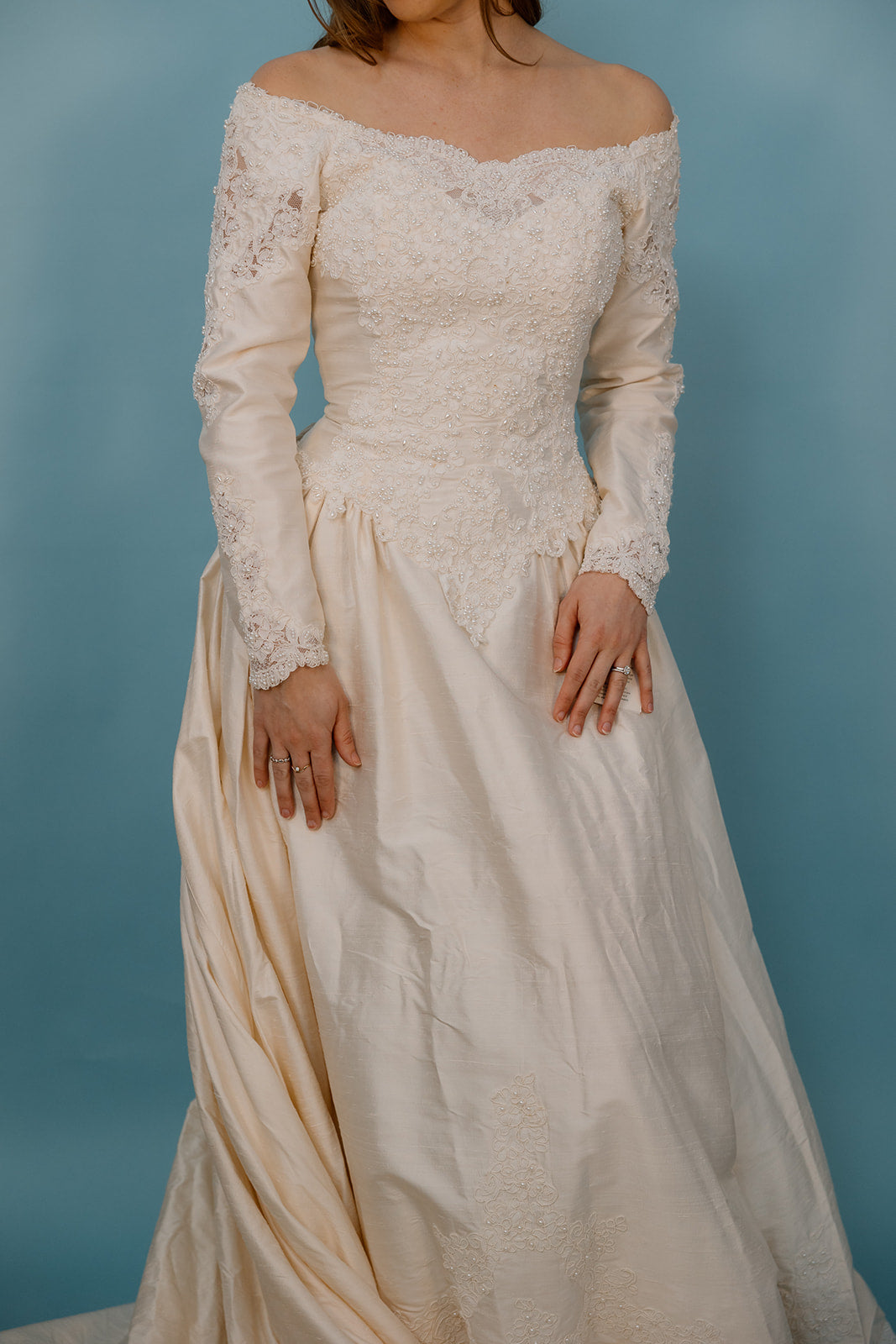 Aria: Silk Ballgown with Pearl & Floral Details