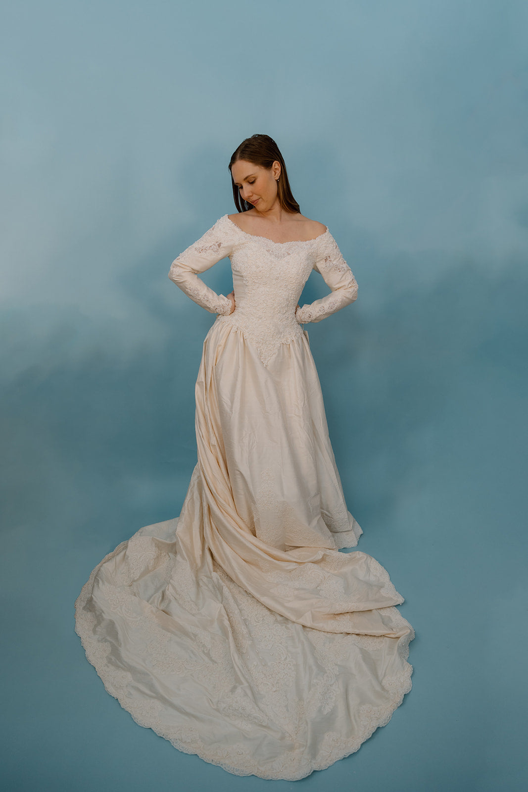 Aria: Silk Ballgown with Pearl & Floral Details