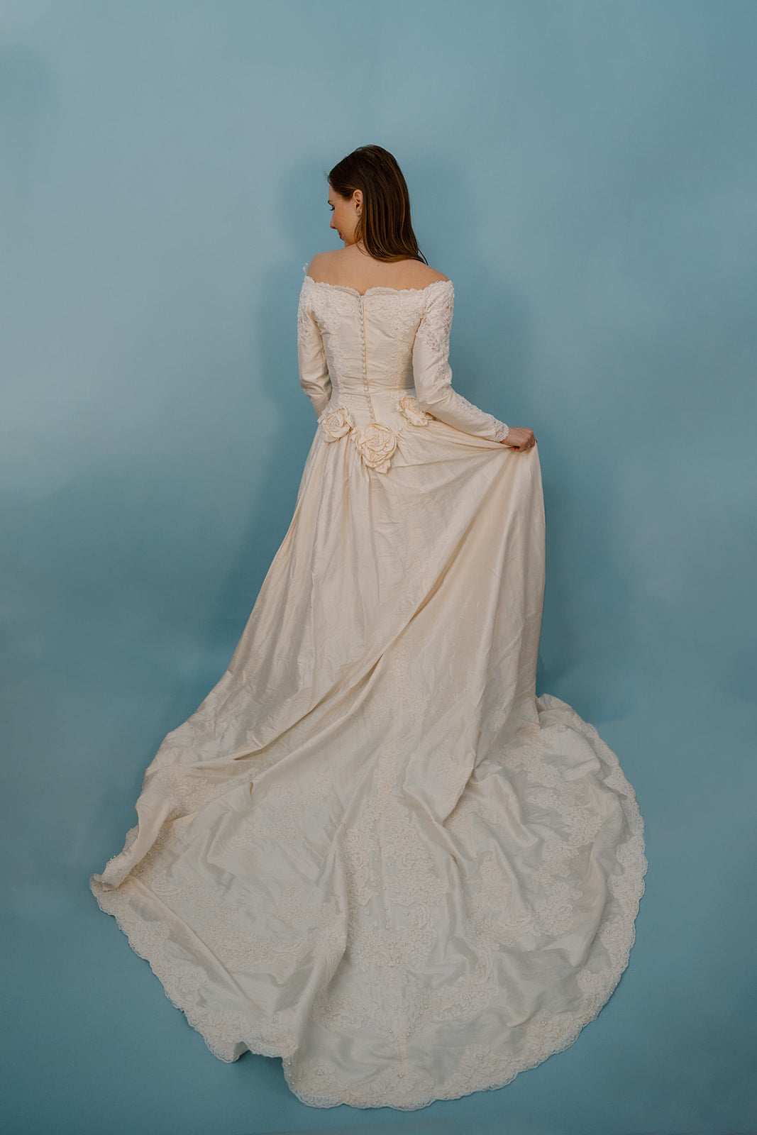 Aria: Silk Ballgown with Pearl & Floral Details