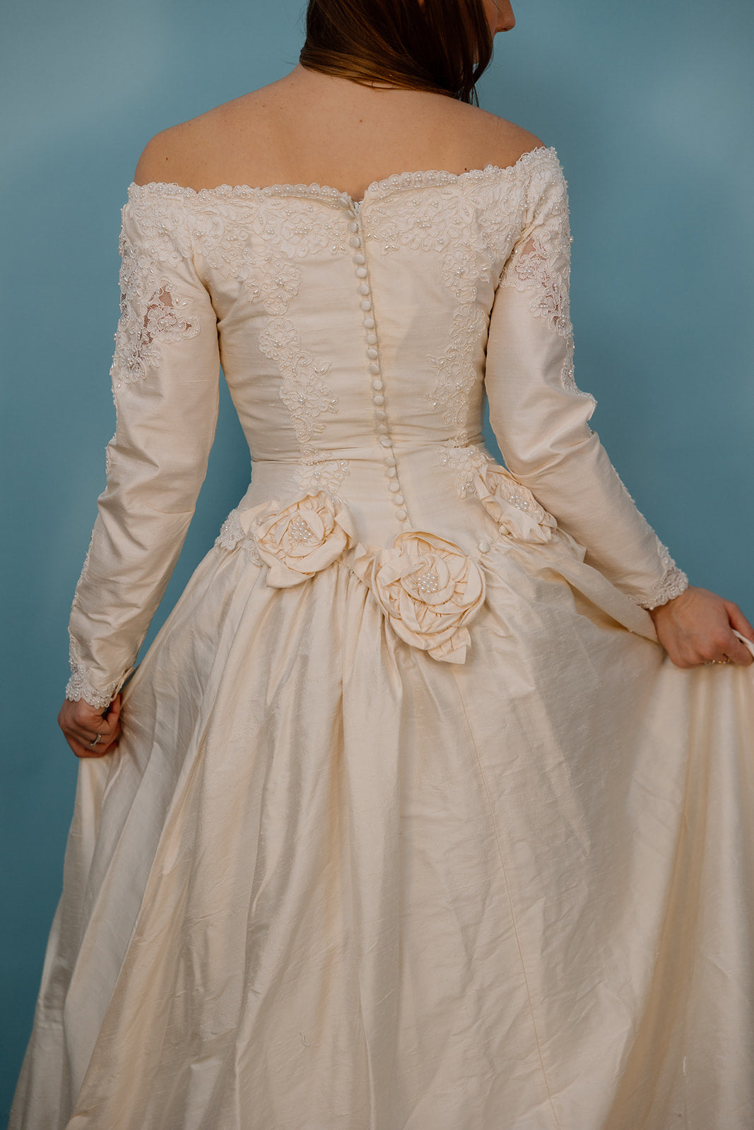 Aria: Silk Ballgown with Pearl & Floral Details