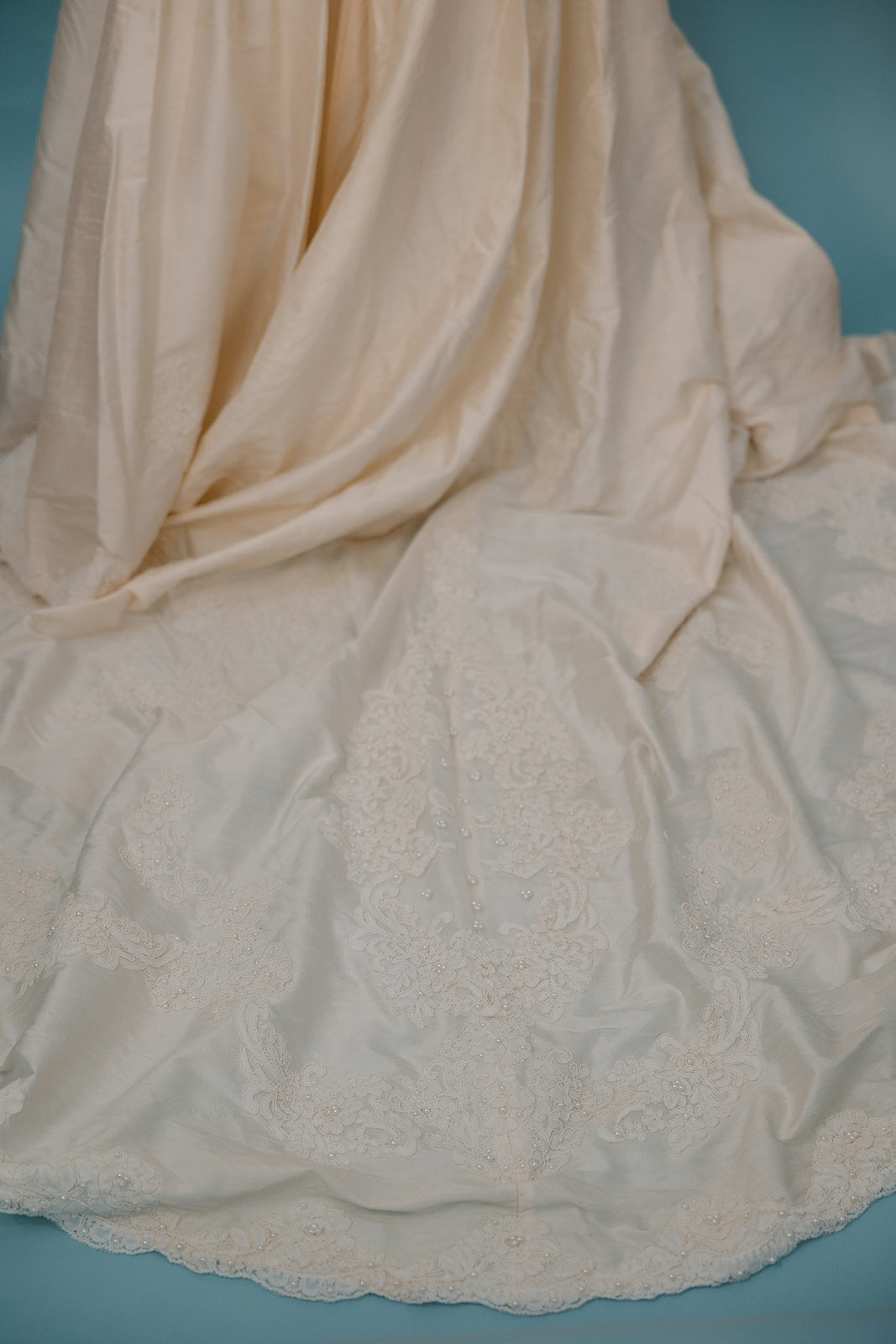 Aria: Silk Ballgown with Pearl & Floral Details