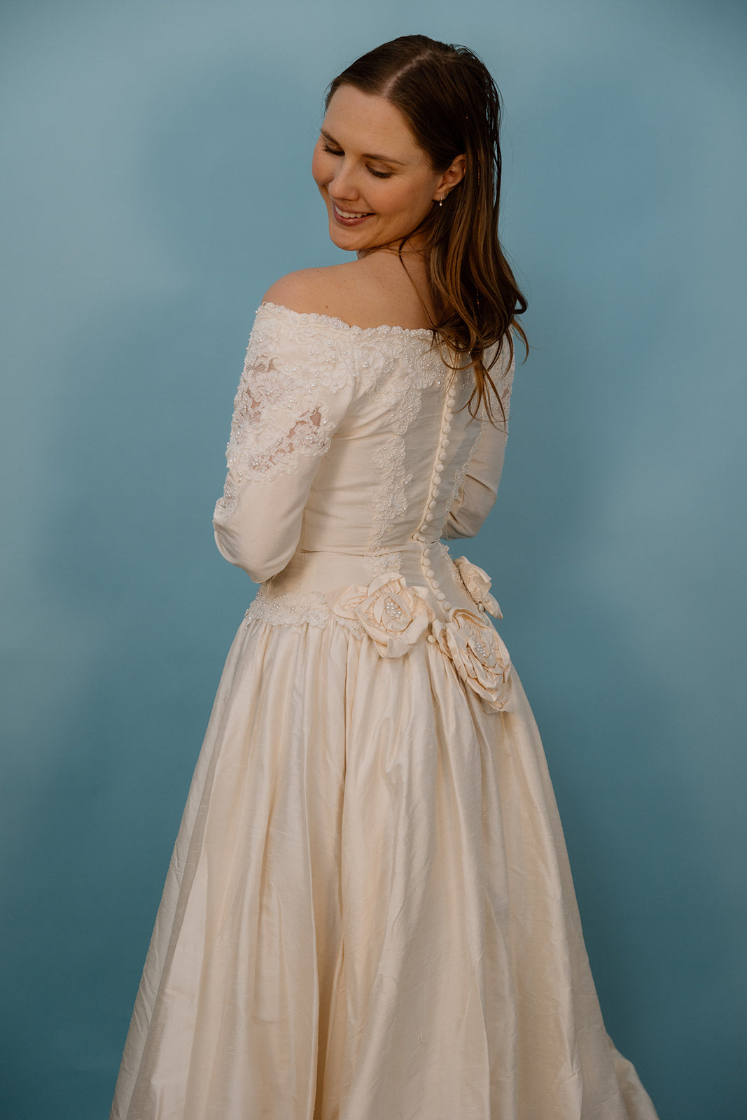 Aria: Silk Ballgown with Pearl & Floral Details