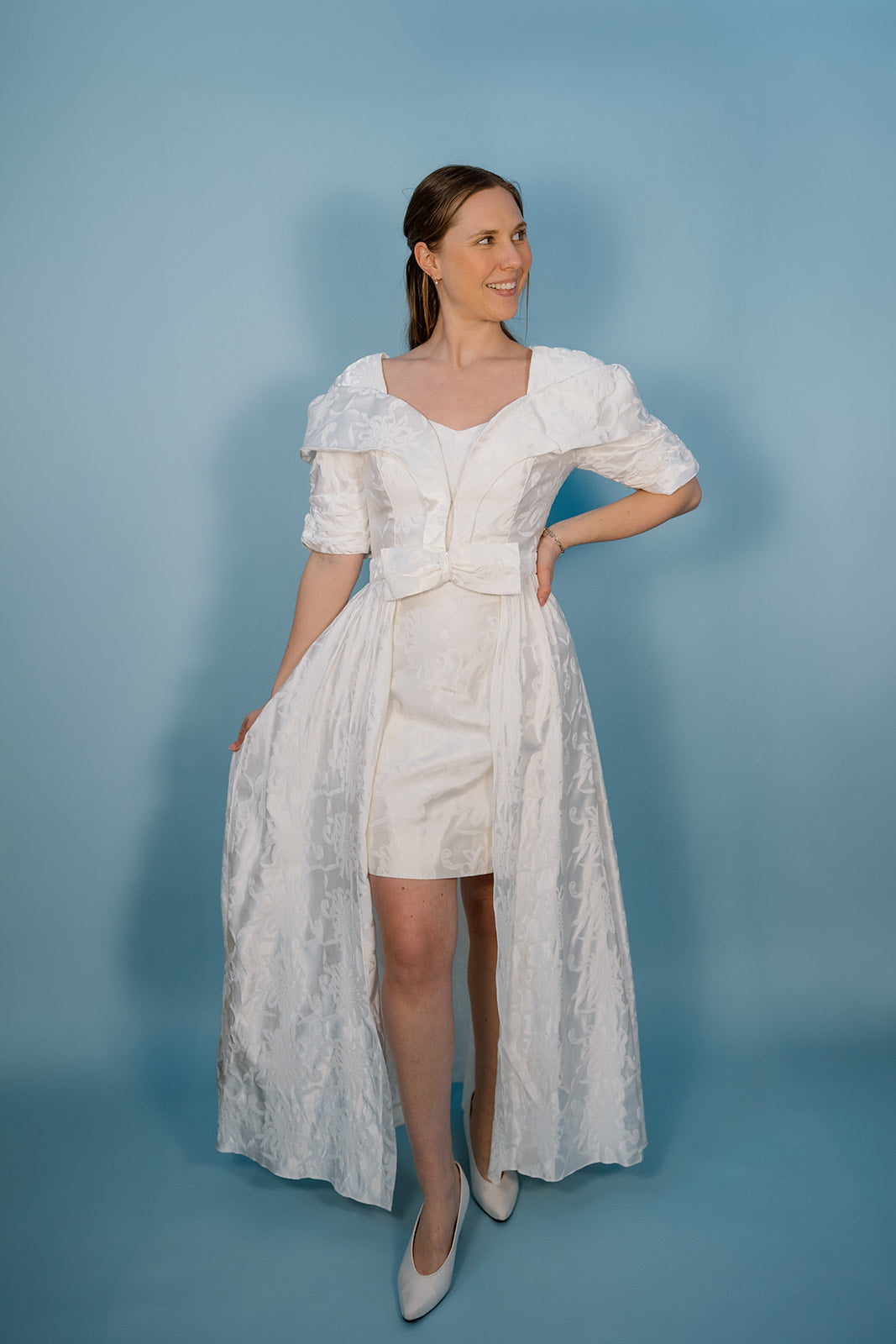 Anna: 1980s 2 pc set, strapless mini dress with cape over-jacket