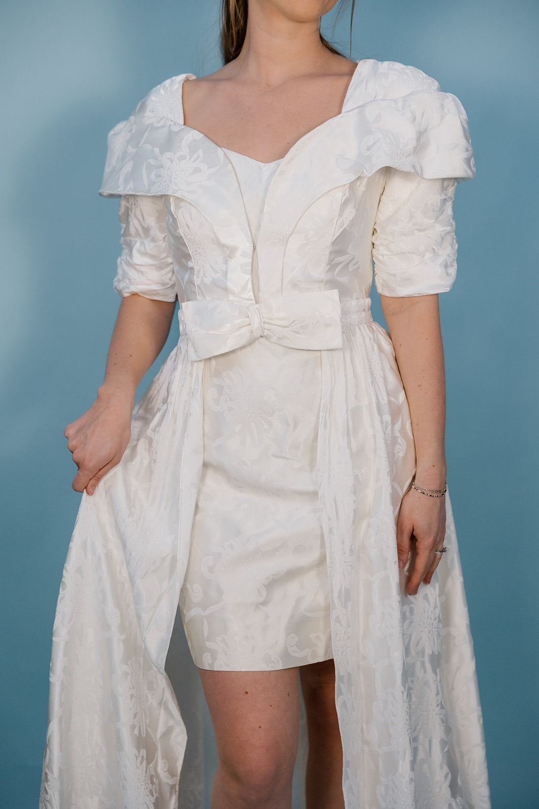 Anna: 1980s 2 pc set, strapless mini dress with cape over-jacket