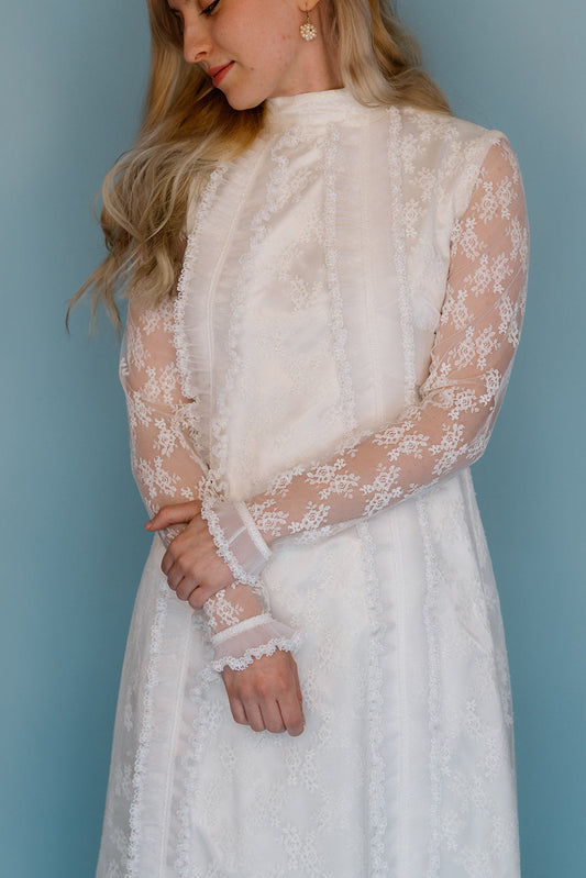 Chloe: 1970s Lace Long-Sleeve Wedding Dress