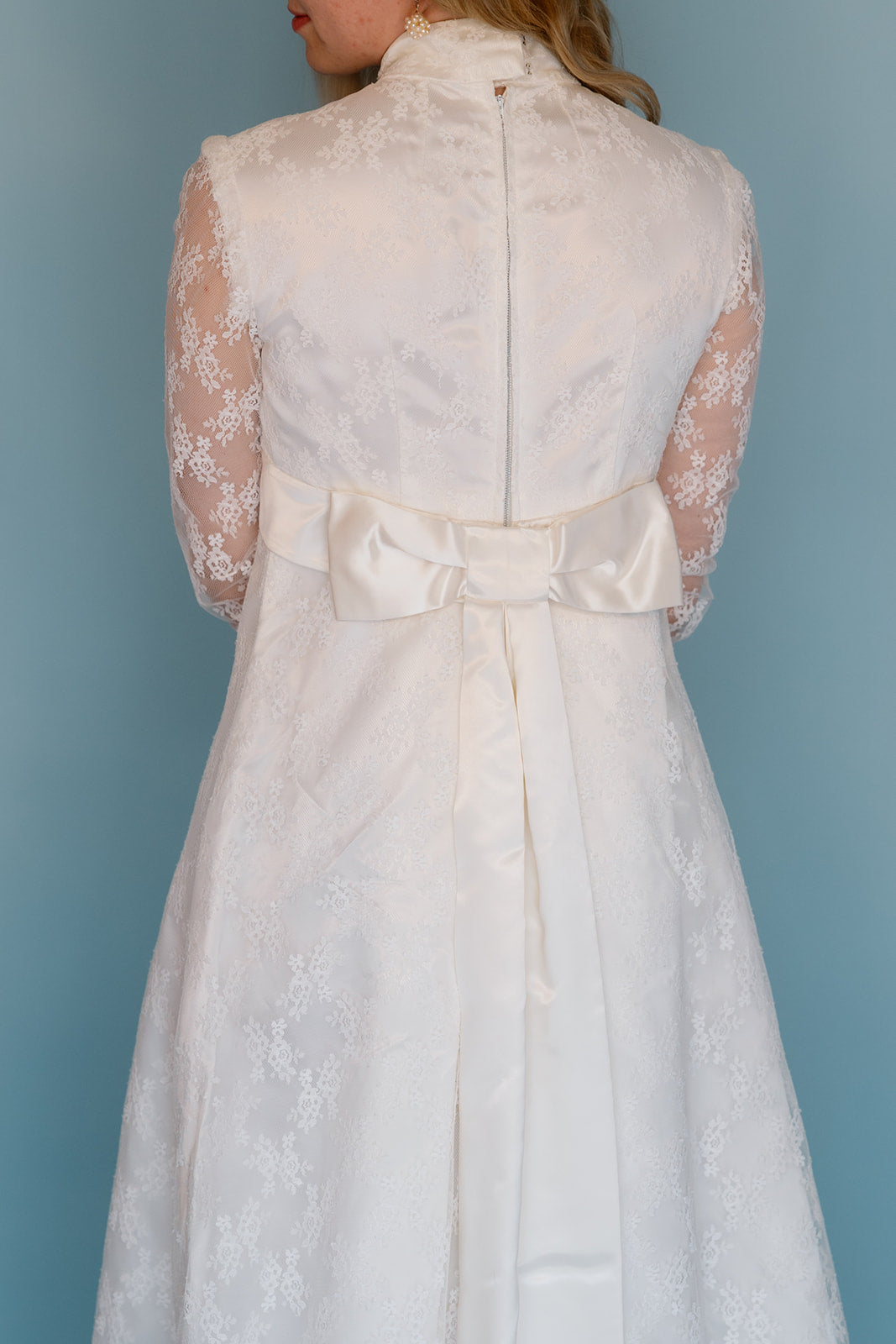 Chloe: 1970s Lace Long-Sleeve Wedding Dress