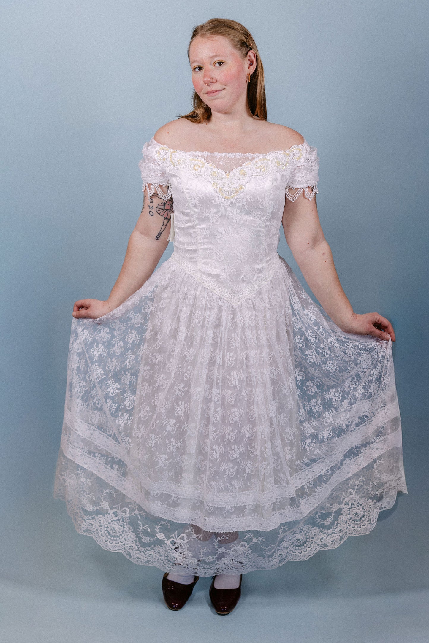 Grace: 1990s Scott McClintock Tea Length Lace Dress