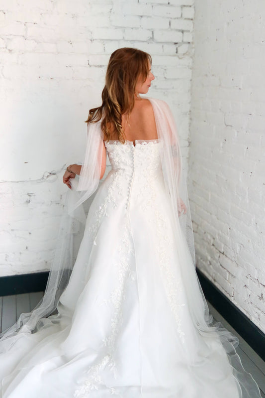 Amira: 2000s Strapless with Beading and Sheer Petal Train